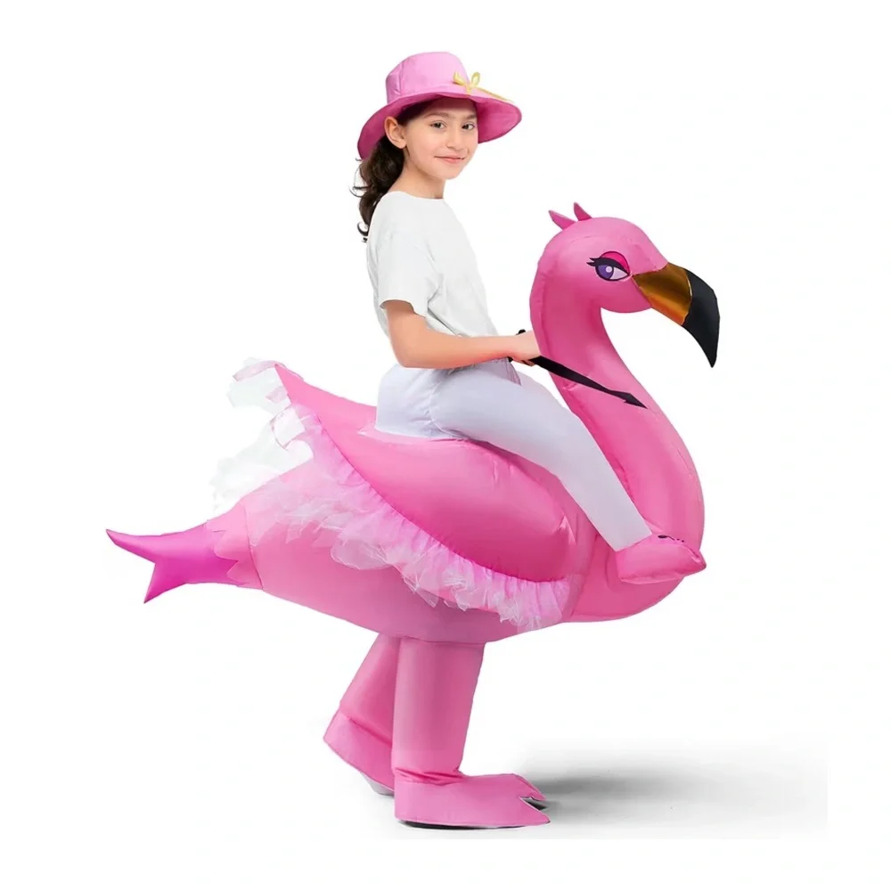 Spooktacular Creations- Kids Inflatable Costume, Pink Riding an Elegant Flamingo